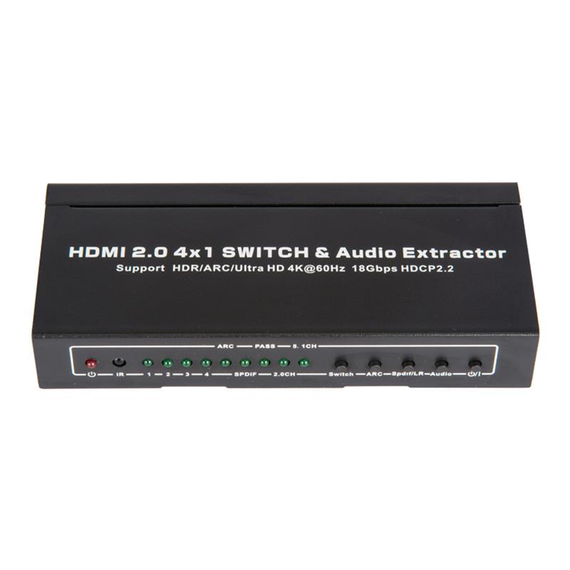 V2.0 HDMI 4x1 Switcher & Audio Extractor รองรับ ARC Ultra HD 4Kx2K @ 60Hz HDCP2.2 18Gbps