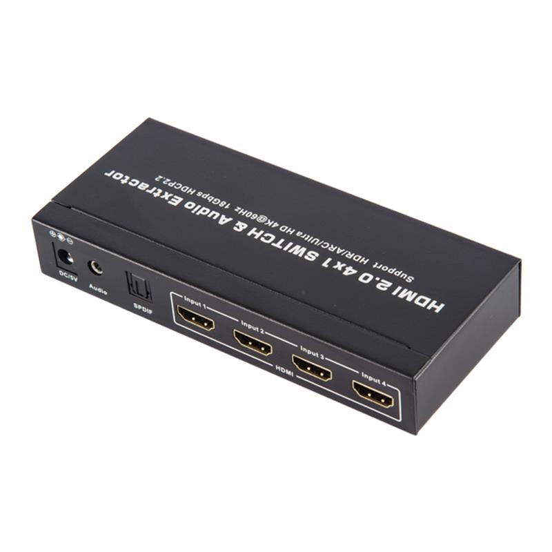 V2.0 HDMI 4x1 Switcher & Audio Extractor รองรับ ARC Ultra HD 4Kx2K @ 60Hz HDCP2.2 18Gbps