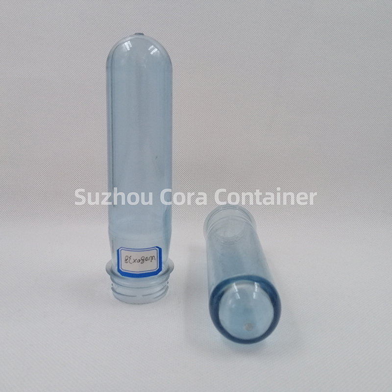 32mm 80g ขนาดคอ 38mm Plasitc Pet Preform สำหรับน้ำมันเครื่องดื่มน้ำ