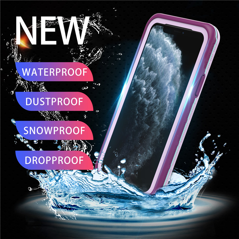 เคส Iphone 11 pro เคส lifeproof กรอบกันน้ำสำหรับ iphone เคสกันน้ำ iphone pro (สีม่วง) สีทึบปกหลัง