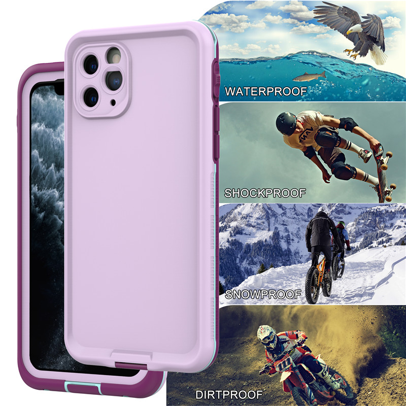 เคส Iphone 11 pro เคส lifeproof กรอบกันน้ำสำหรับ iphone เคสกันน้ำ iphone pro (สีม่วง) สีทึบปกหลัง