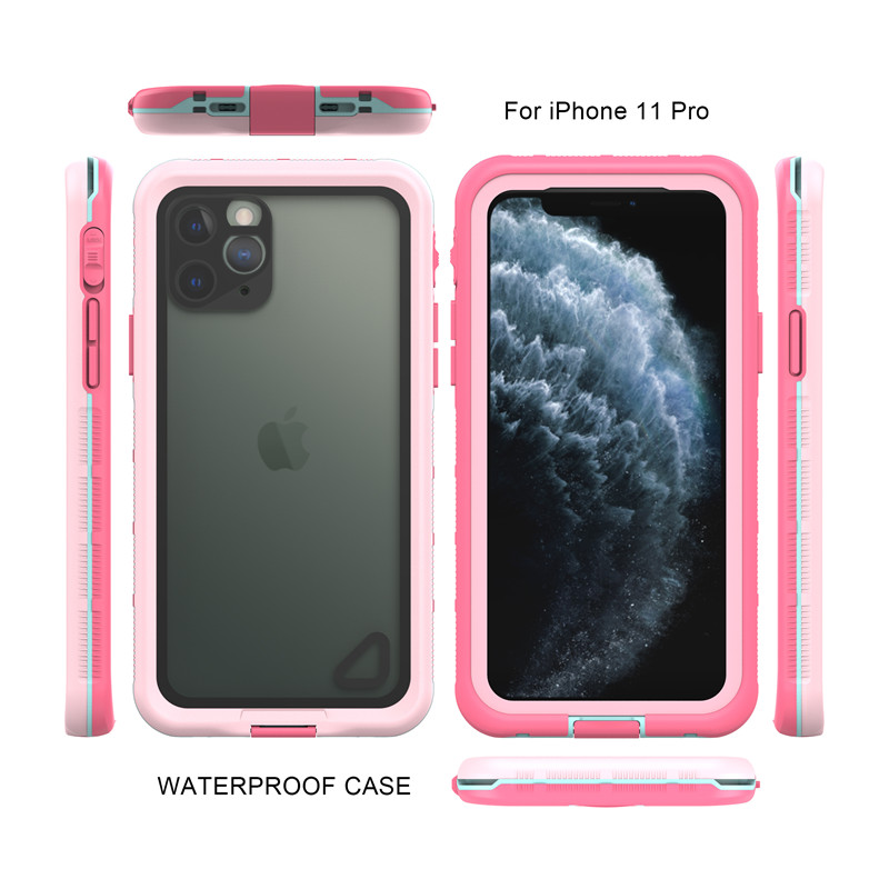 Iphone 11 pro lifeproof กรณี wterproof โทรศัพท์กระเป๋ากันน้ำที่ดีที่สุด puch สำหรับ iphone 11 pro (สีชมพู) ด้วยใสปกหลัง
