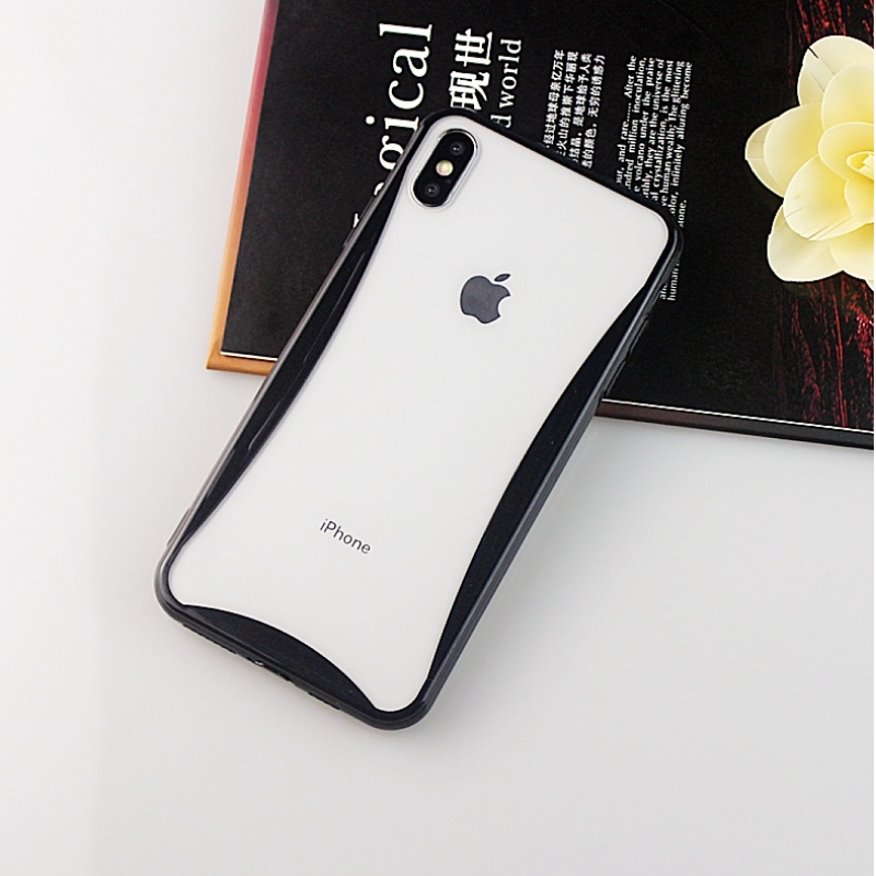 เคสโทรศัพท์มือถือโค้งขอบสีสันสำหรับ iPhone X / XS พร้อมรูร้อยสายโทรศัพท์และปลั๊กกันฝุ่น