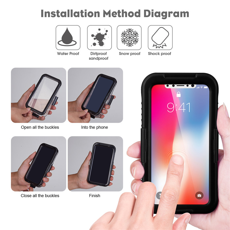 เคสกันน้ำโทรศัพท์มือถือ iphone XS เคสกันน้ำเคส iphone ราคาถูกกันกระแทก (สีดำ)