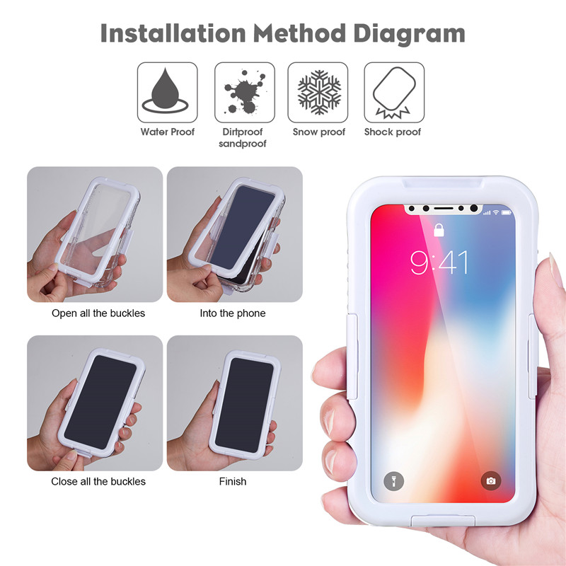 น้ำและกันกระแทกเคส iphone เคสกันน้ำใกล้ฉันเคสกล้องโทรศัพท์ใต้น้ำสำหรับ iphone XS (สีขาว)