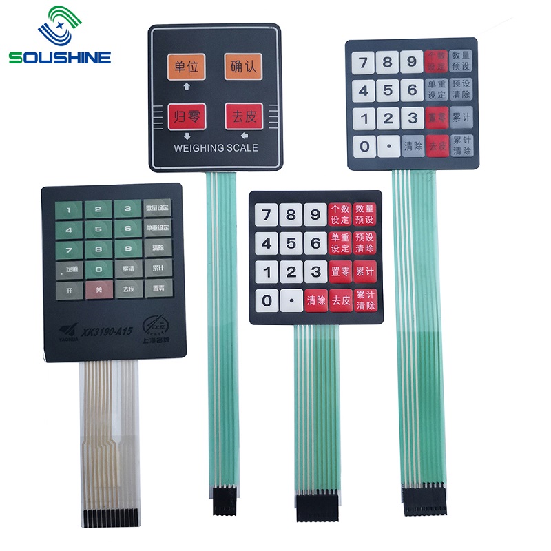 กำหนดเอง 12 คีย์ 4x3 เมมเบรนสวิทช์ปุ่มกดเมทริกซ์คีย์บอร์ด 4x3 สำหรับ DIY KIT