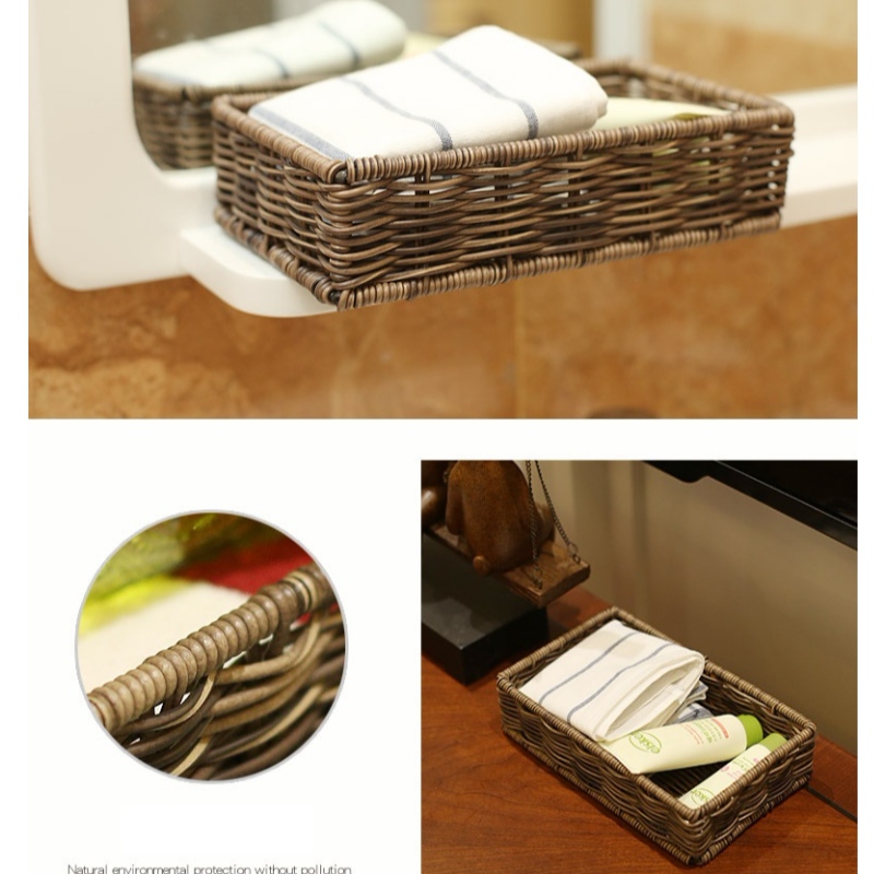 ตะกร้าเก็บของห้องน้ำหวายกันน้ำ