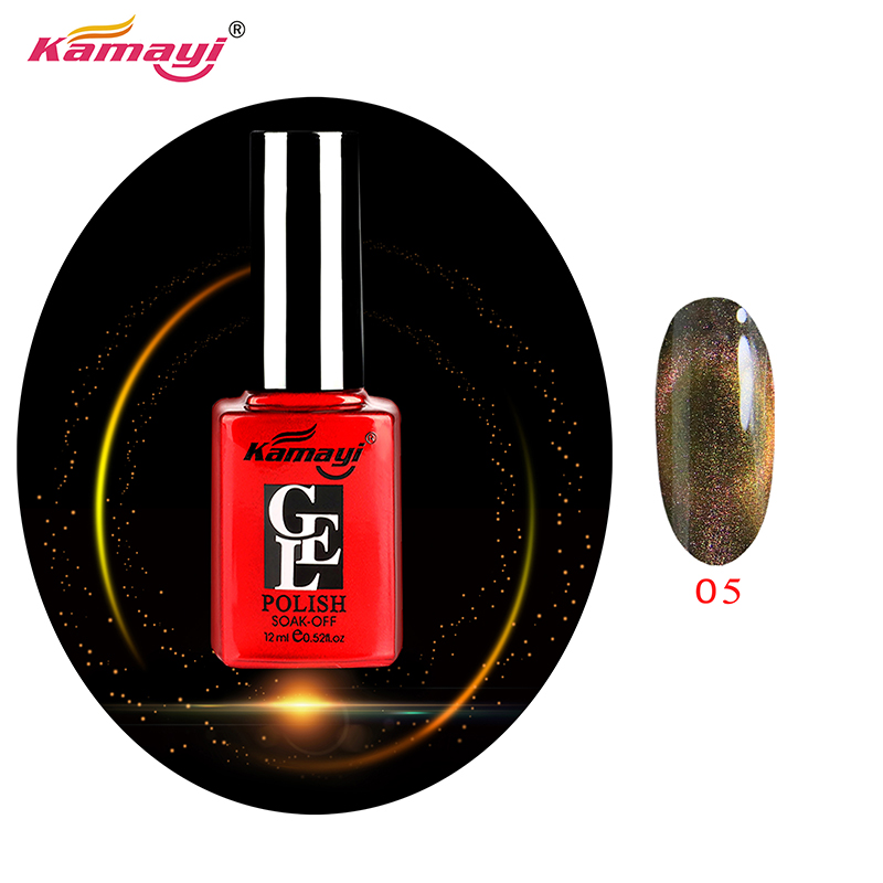 Kamayi ผลิตภัณฑ์ใหม่แมวตาเจลแช่ปิดยูวีนำ 12 มิลลิลิตร 3d แมวตาเจลยาทาเล็บ