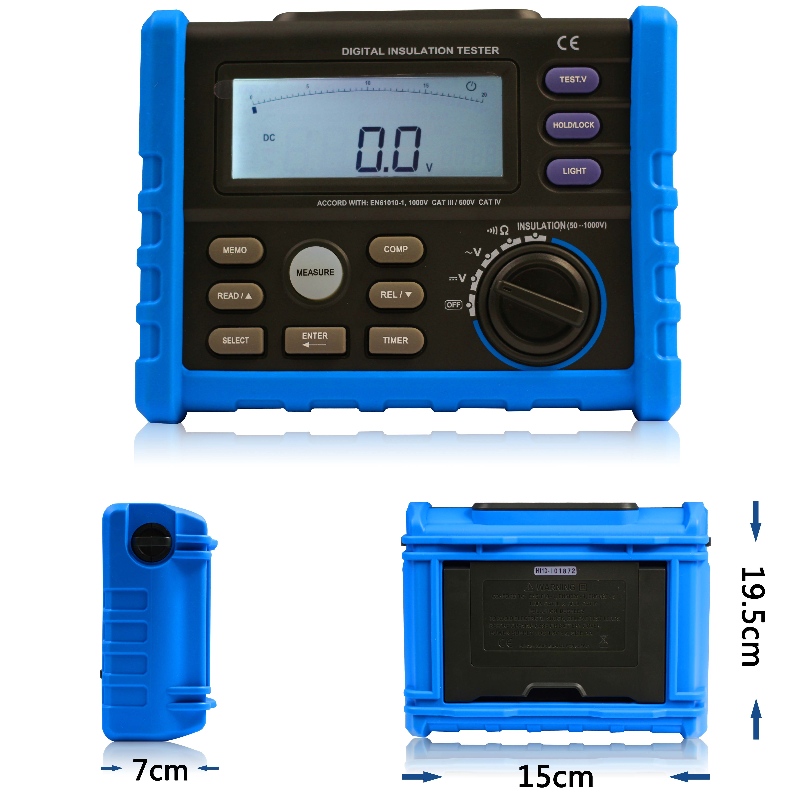 ดิจิตอล Megohm Meter megger เครื่องทดสอบความต้านทานของฉนวนแรงดันสูงเครื่องทดสอบฉนวนดิจิตอล Megger โลก