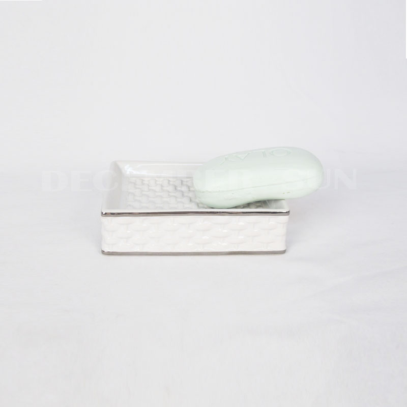 2020 ราคาที่ดีที่สุดพอร์ซเลนสีขาวไม้ไผ่ทอผ้าชุดอุปกรณ์ห้องน้ำ