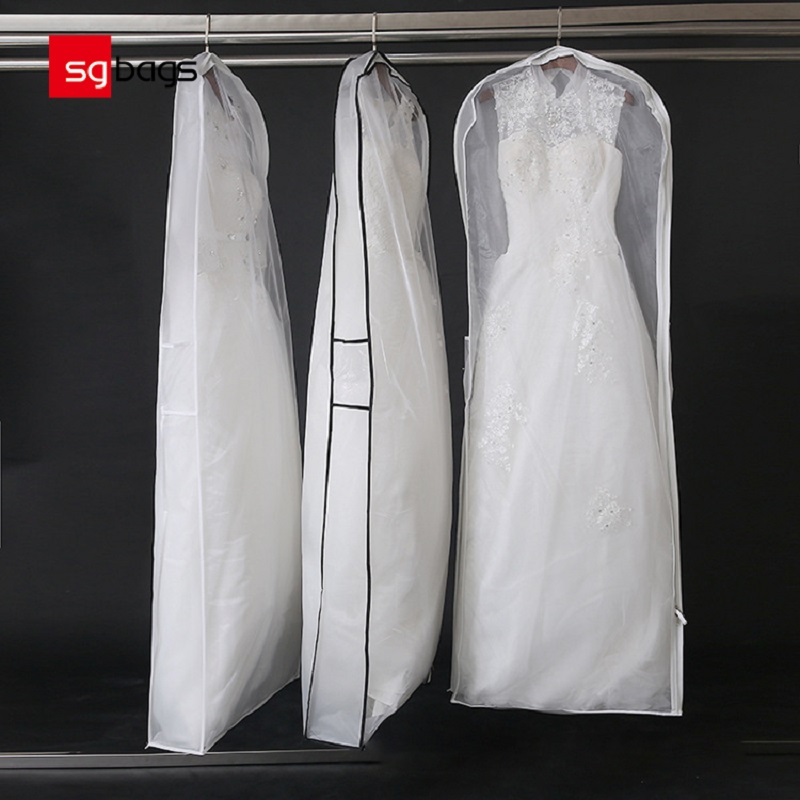 SGW08 2020 ที่กำหนดเองพิมพ์ยาวพิเศษเจ้าสาวระบายอากาศชุดชุดปกกระเป๋าเสื้อผ้าสำหรับชุดแต่งงาน