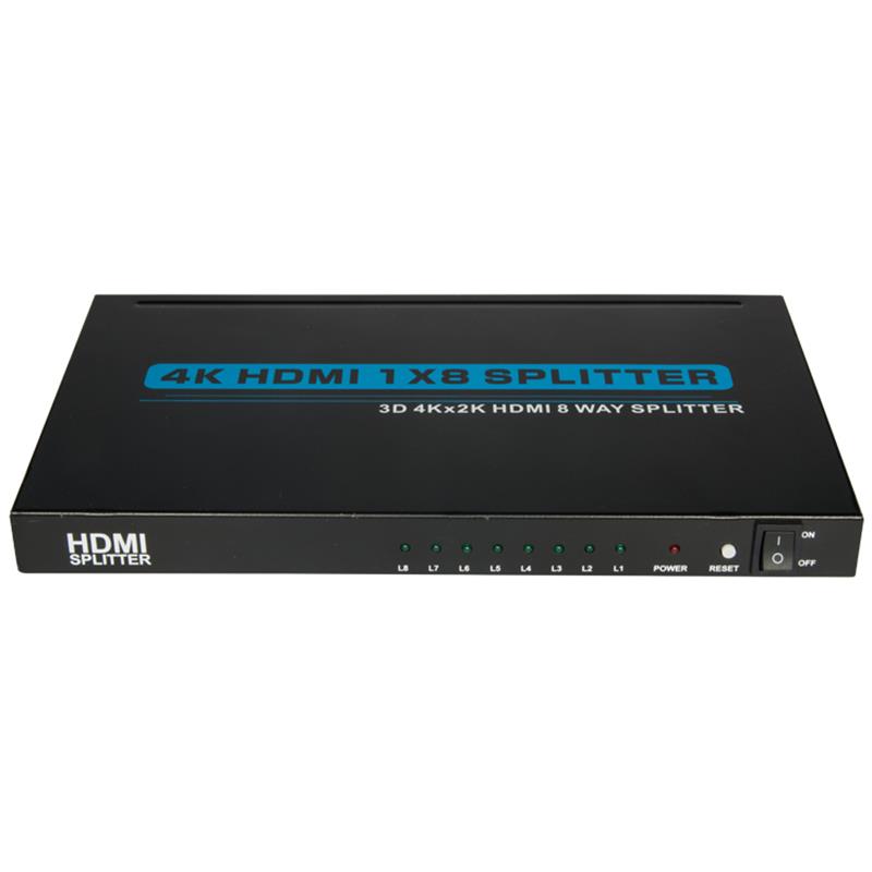 4K 8 พอร์ต HDMI 1x8 Splitter รองรับ 3D Ultra HD 4Kx2K / 30Hz