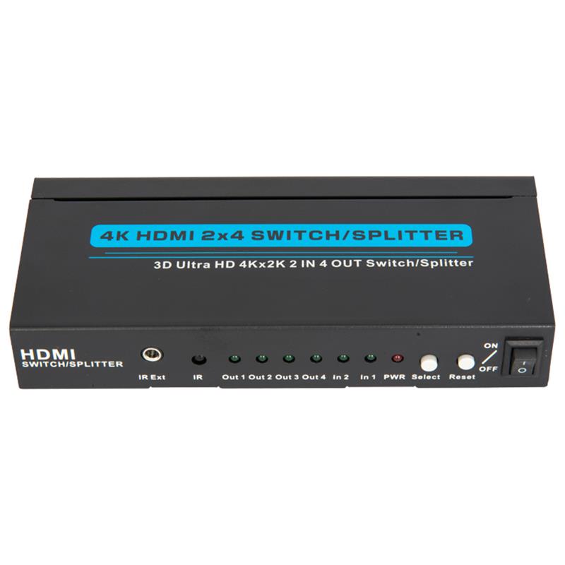 4K / 30Hz HDMI 2x4 Switcher / Splitter รองรับ 3D Ultra HD 4Kx2K / 30Hz