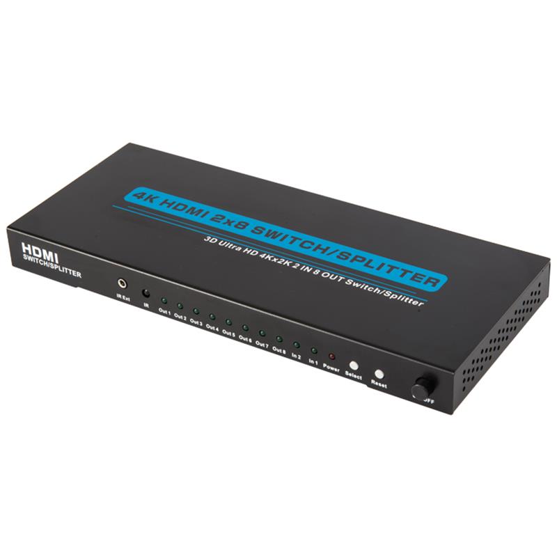 4K / 30Hz HDMI 2x8 Switcher / Splitter รองรับ 3D Ultra HD 4Kx2K / 30Hz