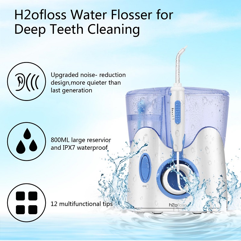 H2ofloss น้ำทันตกรรม Flosser สำหรับทำความสะอาดฟันด้วย 12 มัลติฟังก์ชั่เคล็ดลับและ 800 มิลลิลิตร, เคาน์เตอร์มืออาชีพ I Rrigator ปากการออกแบบที่เงียบสงบ