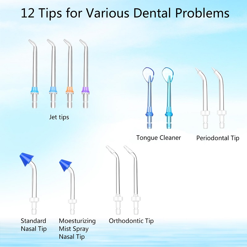 H2ofloss น้ำทันตกรรม Flosser สำหรับทำความสะอาดฟันด้วย 12 มัลติฟังก์ชั่เคล็ดลับและ 800 มิลลิลิตร, เคาน์เตอร์มืออาชีพ I Rrigator ปากการออกแบบที่เงียบสงบ