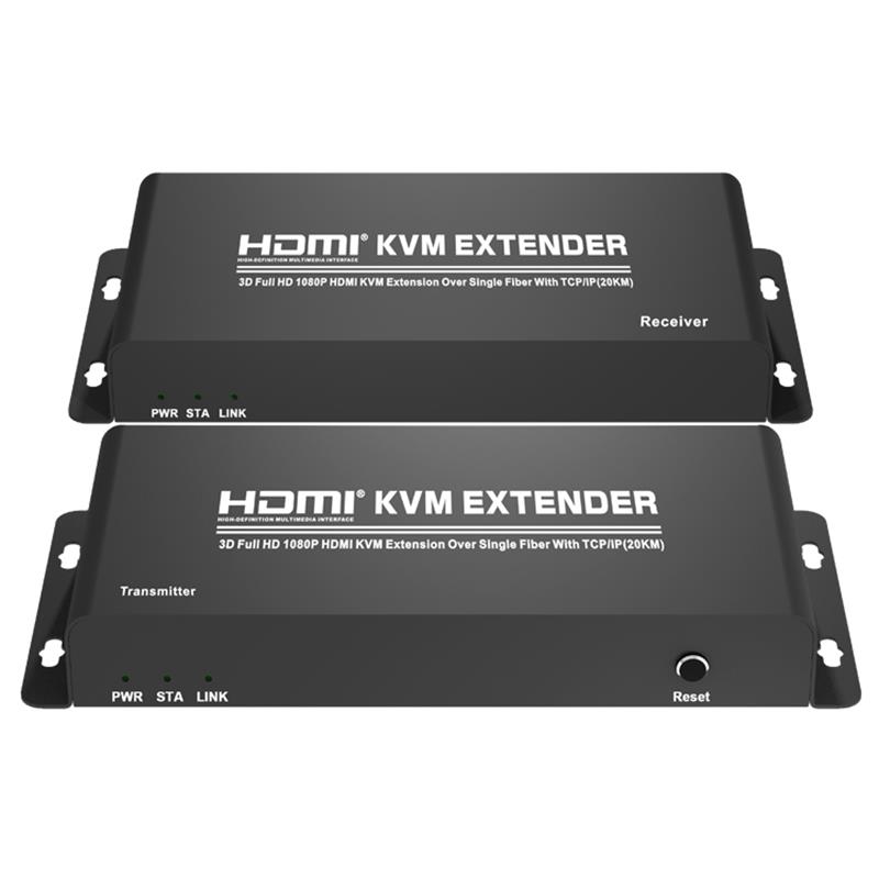 HDMI KVM Extender ผ่านเส้นใยเดี่ยวพร้อม TCP / IP (20KM) รองรับ Full HD 1080P