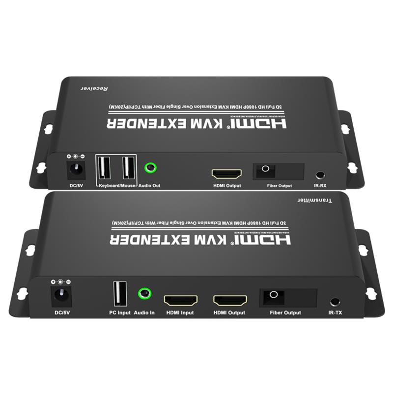 HDMI KVM Extender ผ่านเส้นใยเดี่ยวพร้อม TCP / IP (20KM) รองรับ Full HD 1080P