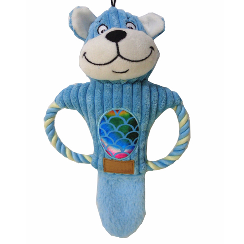 เป็นมิตรกับสิ่งแวดล้อมตุ๊กตาสุนัขเคี้ยวของเล่นสัตว์เลี้ยงตุ๊กตาด้วย squeaker
