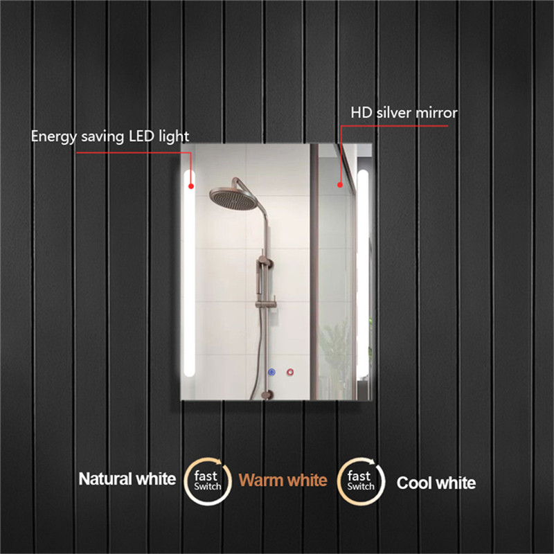 ไม่มีหมอกร้อนแขวนผนังห้องน้ำ LED กระจกกับโคมไฟสี 3-color ใช้อุปกรณ์ห้องน้ำ