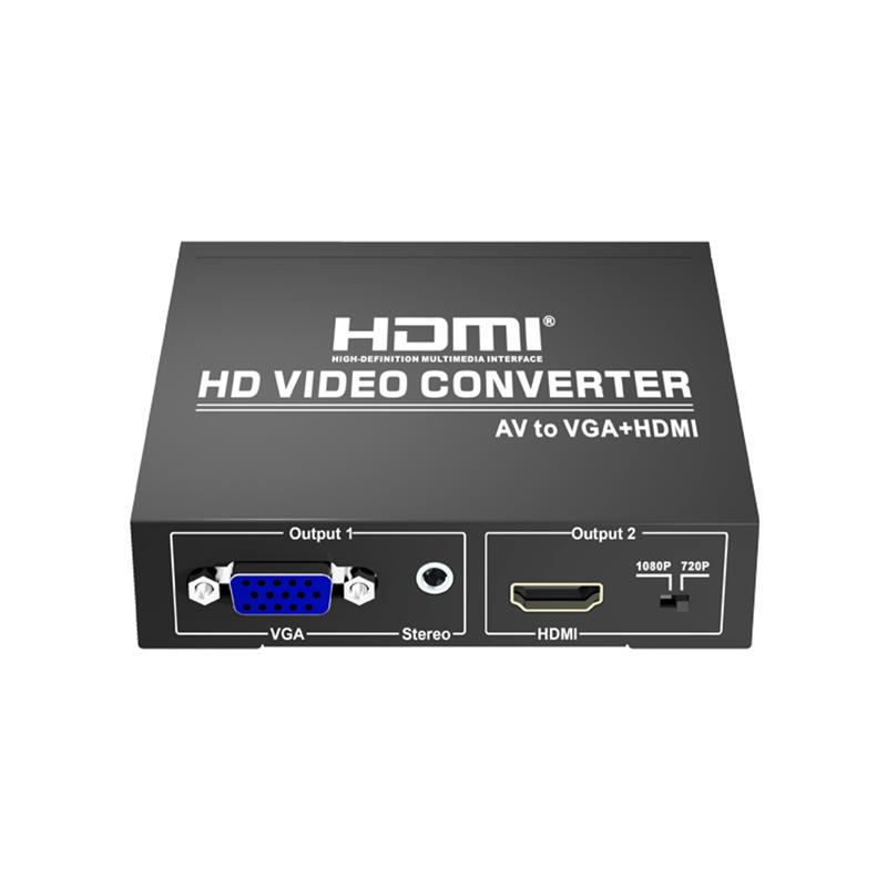 AV เป็น VGA + HDMI Converter Up Scaler 720P / 1080P
