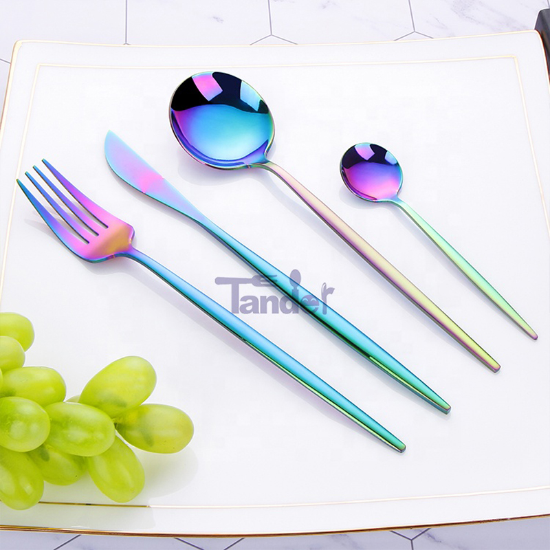 จำหน่ายชุดอาหารเคลือบสีรุ้งไทเทเนียมเหล็กกล้าไร้สนิม