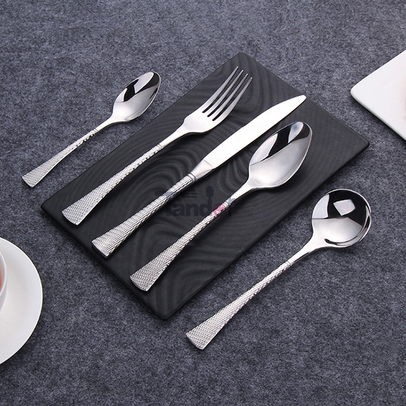 โมเดิร์นที่สวยหรูเงางามที่มีคุณภาพสูง 1810 สแตนเลสสีเงินโรงแรมแต่งงาน flatware