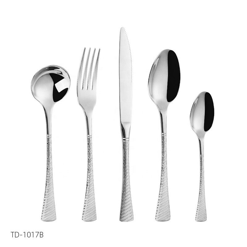 โมเดิร์นที่สวยหรูเงางามที่มีคุณภาพสูง 1810 สแตนเลสสีเงินโรงแรมแต่งงาน flatware