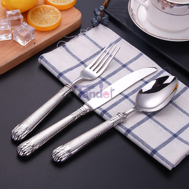 besteck set gold cutery flatware 18/10 มีดและช้อนส้อมมีดทองคำ