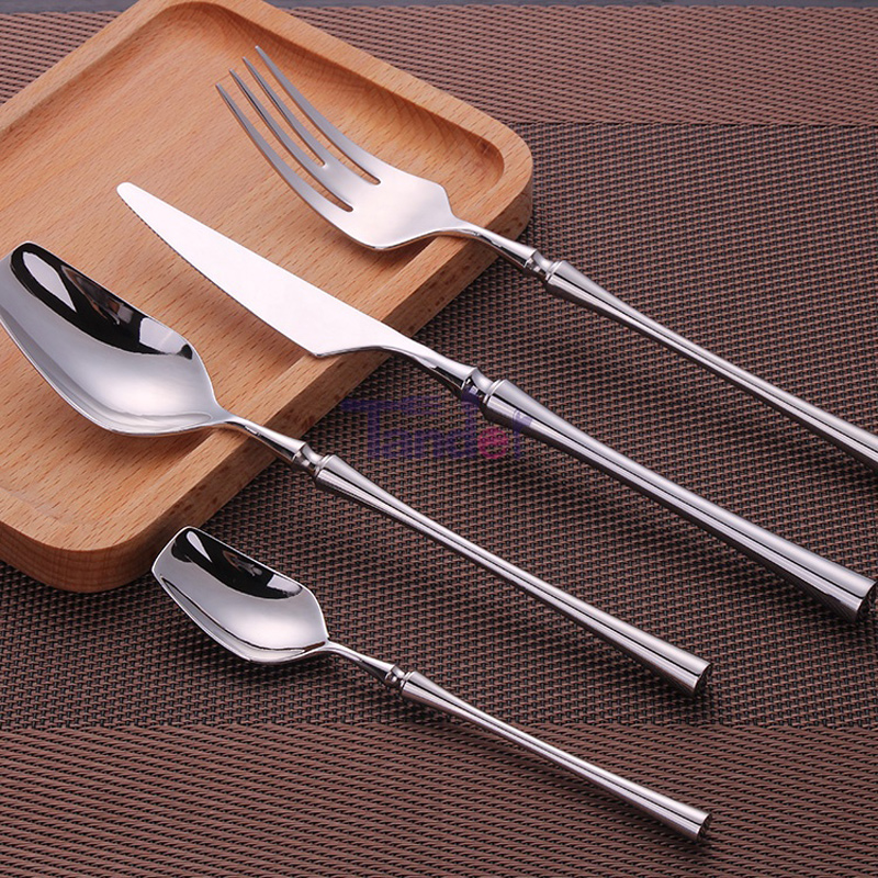 กระจกขัดบางเอวสไตล์ flatware เงินมีดสแตนเลสเป็นมิตรกับสิ่งแวดล้อม