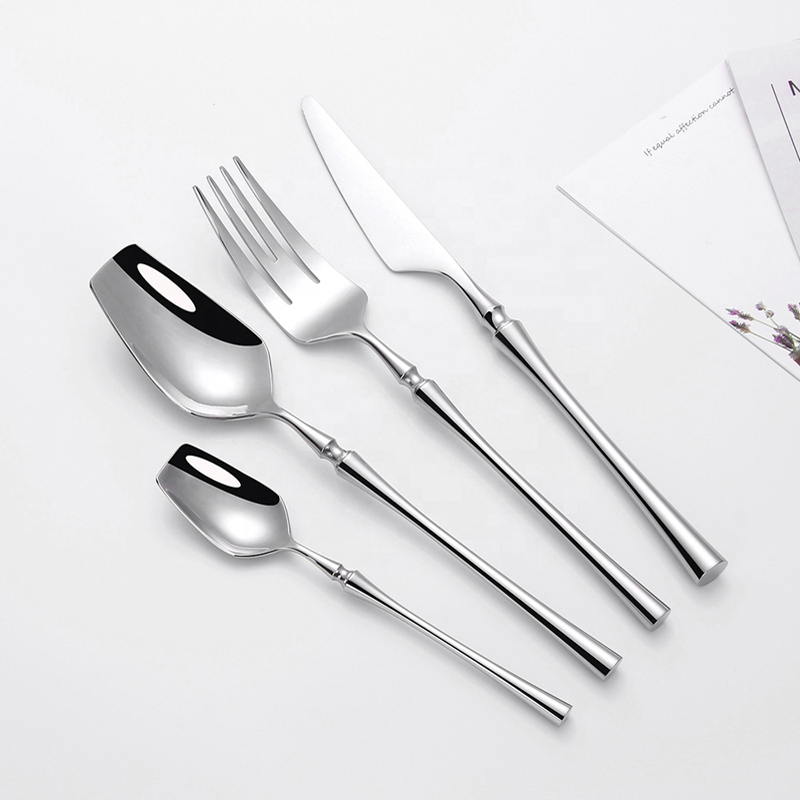กระจกขัดบางเอวสไตล์ flatware เงินมีดสแตนเลสเป็นมิตรกับสิ่งแวดล้อม