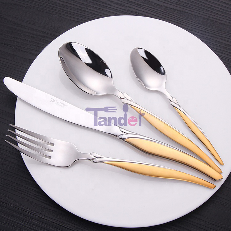 72/84/86 Gottinghen ชุดช้อนส้อมสเตนเลสสตีลสีทอง 86 ชิ้นพร้อมกล่องไม้