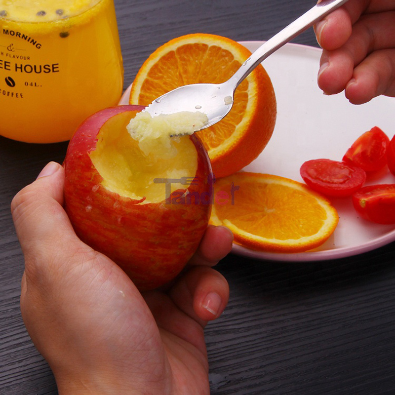 อาหารเกรดผลไม้ขูดสแตนเลสช้อนส้มโอที่มีขอบหยัก