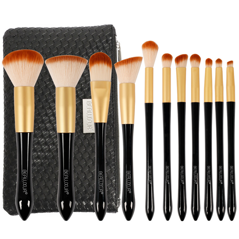ชุดแปรงแต่งหน้า， 11pcs แปรงแต่งหน้าแปรงขนสังเคราะห์ระดับพรีเมี่ยมแป้งผสมรองพื้นปัดแก้ม Contour คอนซีลเลอร์ลิปอายแชโดว์ชุดแปรงพร้อมกระเป๋าเดินทางแต่งหน้า ...