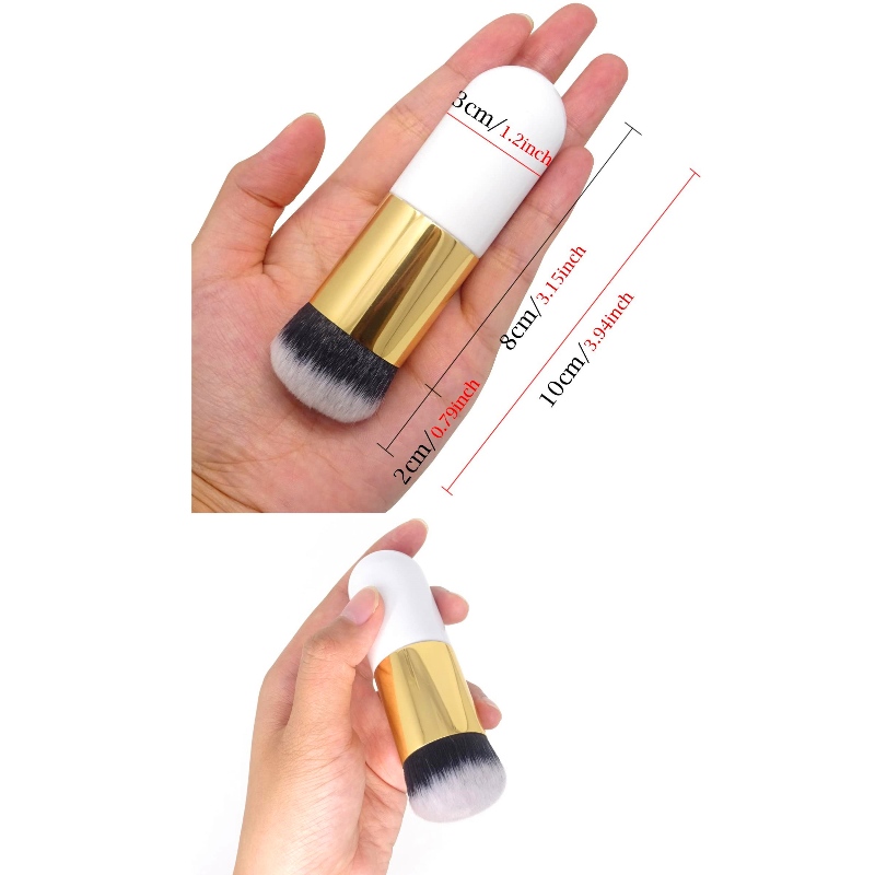 BEALUXUR 2 ชิ้นแบบพกพาหัวกลมใหญ่แปรงแต่งหน้าความงามเครื่องสำอางแปรงมูลนิธิแปรงปัดแก้มแปรงใบหน้าผงแปรง BB ครีมแปรงสำหรับใช้ชีวิตประจำวันหรือการเดินทาง