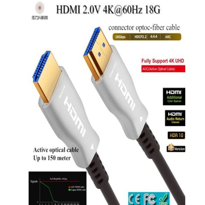 สาย HDMI ความเร็วสูง 60M / 197 ฟุต 2.0v 18G 4K @ 60hz 3D ACR สายสัญญาณเสียงและวิดีโอ, HDMI AOC