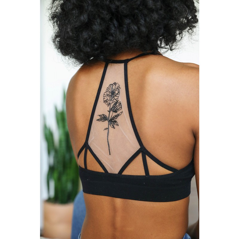 GA-5543 ดอกไม้บานตาข่ายตาข่าย Bralette