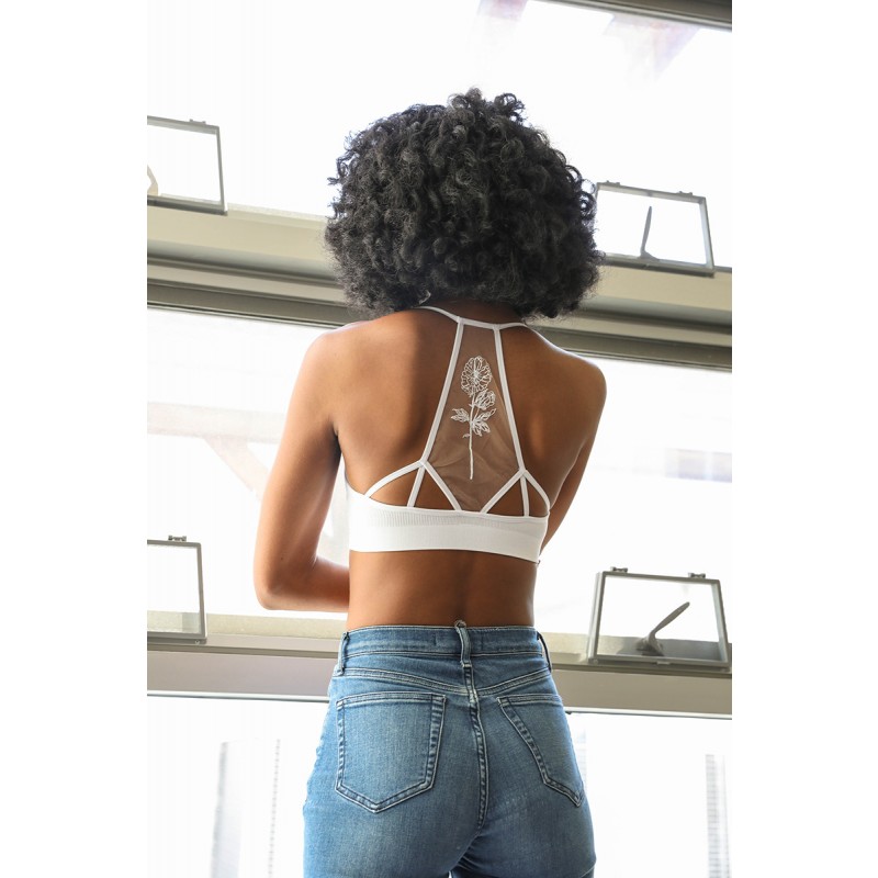 GA-5543 ดอกไม้บานตาข่ายตาข่าย Bralette
