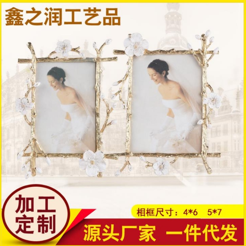 ยุโรปทองวินเทจที่ทันสมัยง่ายและหรูหราเคลือบชุดกรอบรูปโลหะสร้างสรรค์