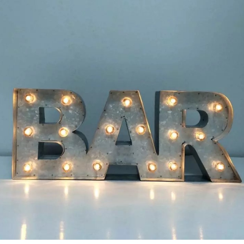 3D LED โลหะดีบุกบาร์เข้าสู่ระบบนำป้ายอักษรกระโจมจดหมายแสงโคมไฟสำหรับบาร์คาเฟ่ร้าน