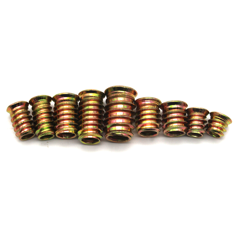 M6 M8 M10 สังกะสีสีเหลือง Countersunk ไดรฟ์แทรกอ่อนนุชกระทู้สำหรับเฟอร์นิเจอร์ไม้