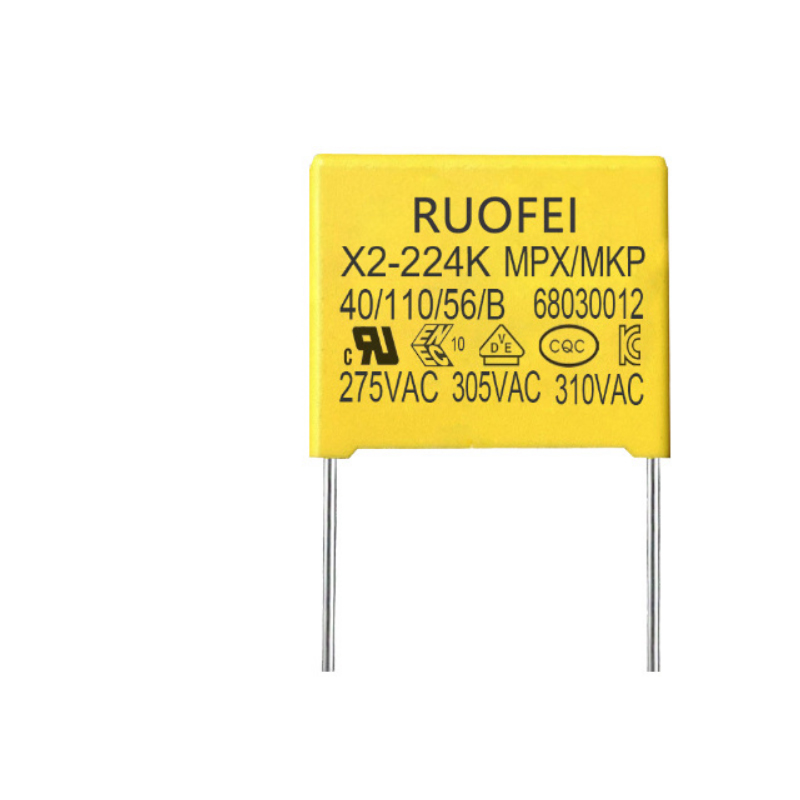 RUOFEI คลาส X2 ตัวเก็บประจุแบบฟิล์ม 275V ตัวเก็บประจุเซฟตี้กล่อง AC mkp x2 ตัวเก็บประจุพร้อมใบรับรองต่างๆ