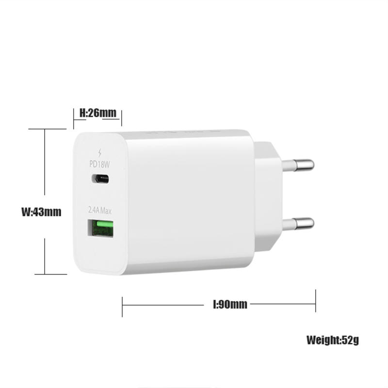 18W QC 3.0 + 2.4A อะแดปเตอร์ Type-c USB ผนังอะแดปเตอร์ชาร์จอย่างรวดเร็วชาร์จโทรศัพท์มือถือหลายพอร์ต usb ชาร์จ