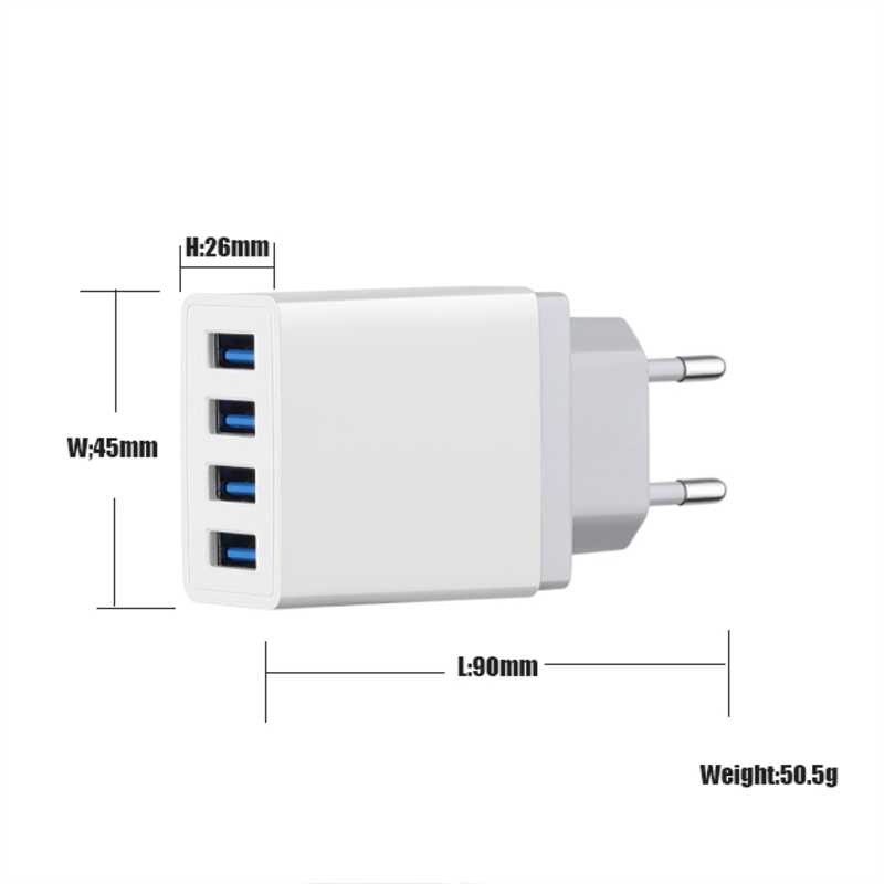 4 พอร์ต USB ผนังอะแดปเตอร์ชาร์จชาร์จโทรศัพท์มือถืออย่างรวดเร็วหลายพอร์ต usb เครื่องชาร์จ