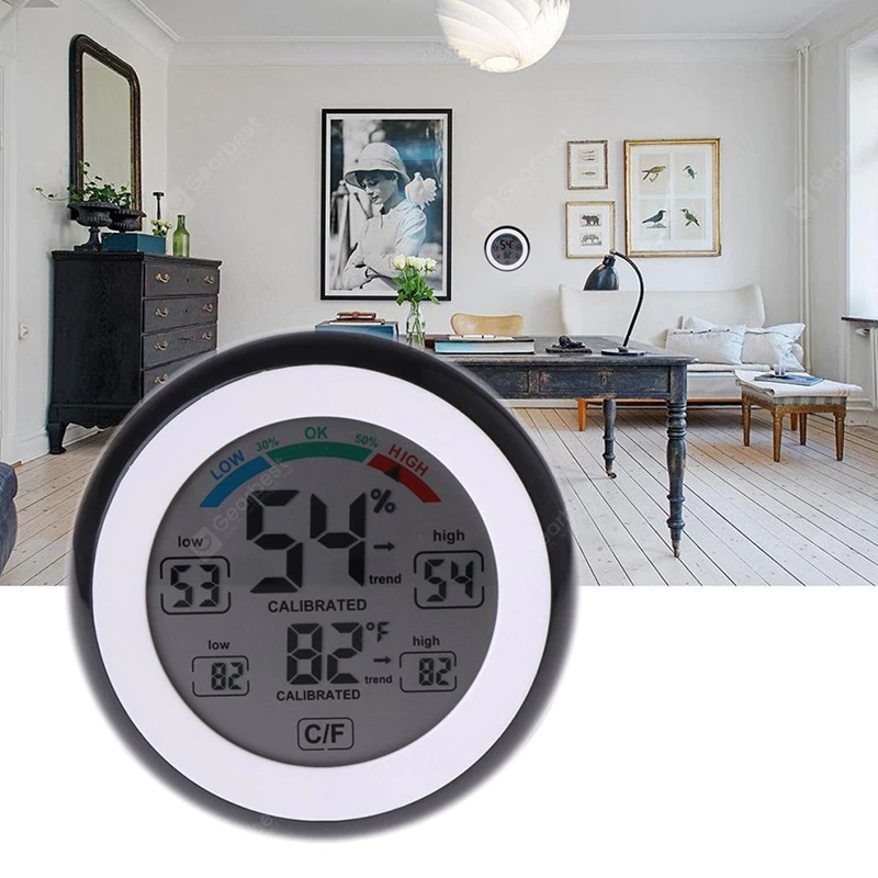 Digital Hygrometer เครื่องวัดอุณหภูมิ LCD เครื่องวัดความชื้น - สีดำ