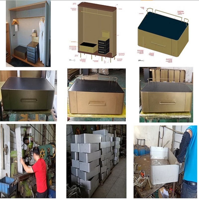 CFP1805 King Guest Room Hotel Fit-Out Furniture ตู้เสื้อผ้าชั้นวางกระเป๋า