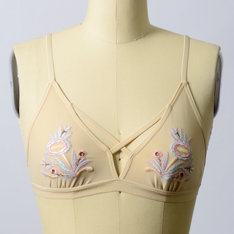 GA-5352 เกรซสาวลายดอกไม้เย็บปักถักร้อย Strappy Bralette