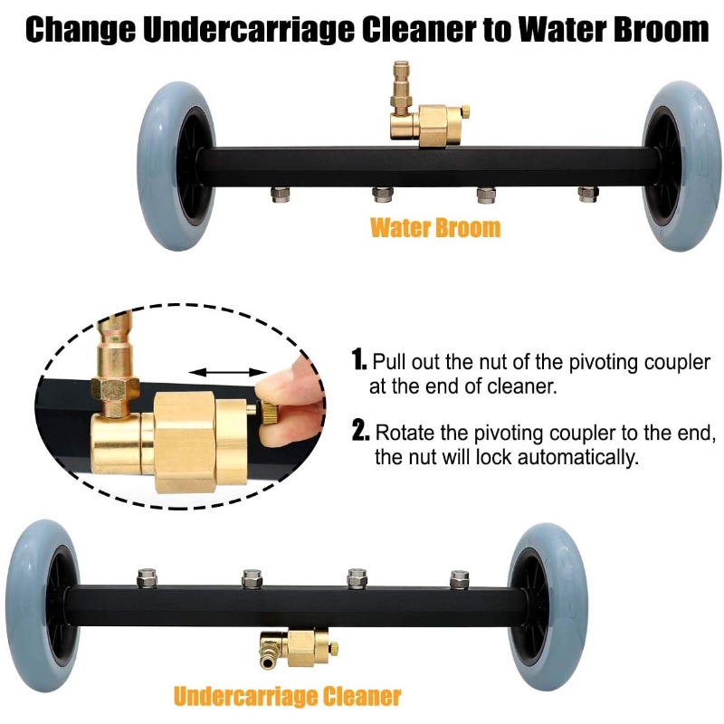 เครื่องฉีดน้ำแรงดัน 2 ใน 1 เครื่องทำความสะอาดช่วงล่างเครื่องซักผ้าพลังน้ำไม้กวาด
