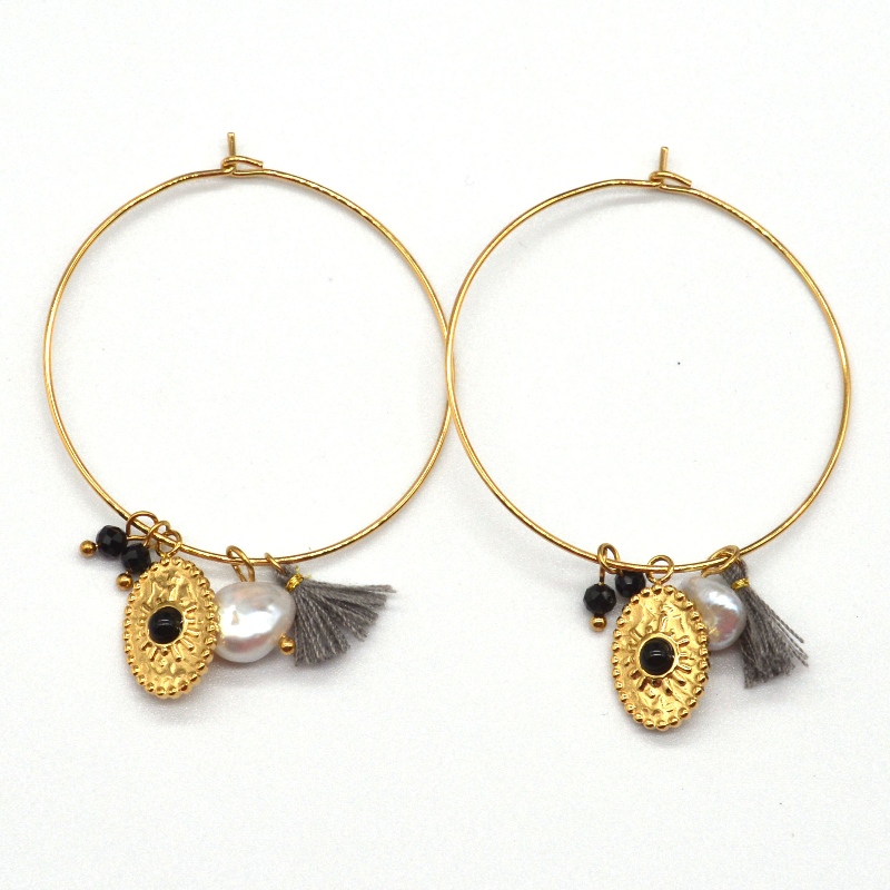 ต่างหูสแตนเลสสตีลสีทองคลาสสิกขัดเงา, โรงงานแปรรูปเครื่องประดับ Ruifanbao ของจีน