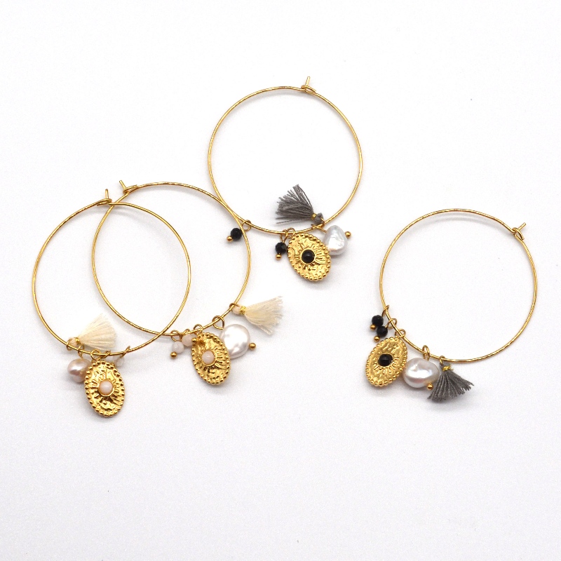 ต่างหูสแตนเลสสตีลสีทองคลาสสิกขัดเงา, โรงงานแปรรูปเครื่องประดับ Ruifanbao ของจีน